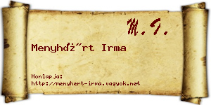 Menyhért Irma névjegykártya